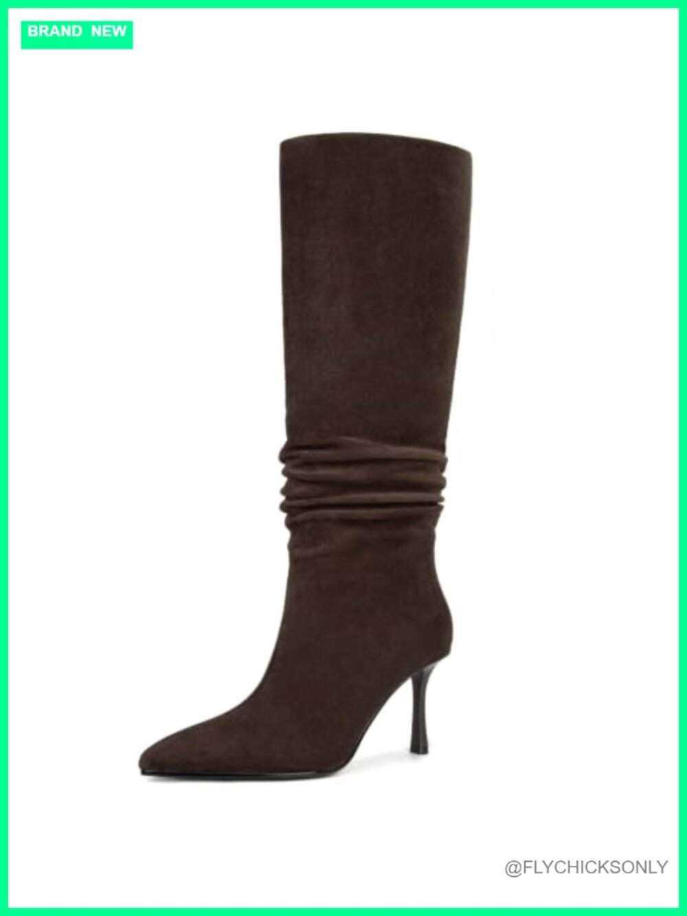 Slouch Knee High Boots Faux Suede Pointed Toe Stiletto Heel Tall Boots